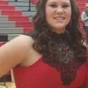 Honey and Rosie Size L Red with Black Lace Neck